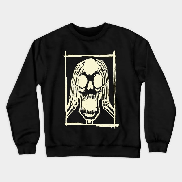 Screaming Skull Ink Art Tattoo Retro Yellow Crewneck Sweatshirt by ebayson74@gmail.com